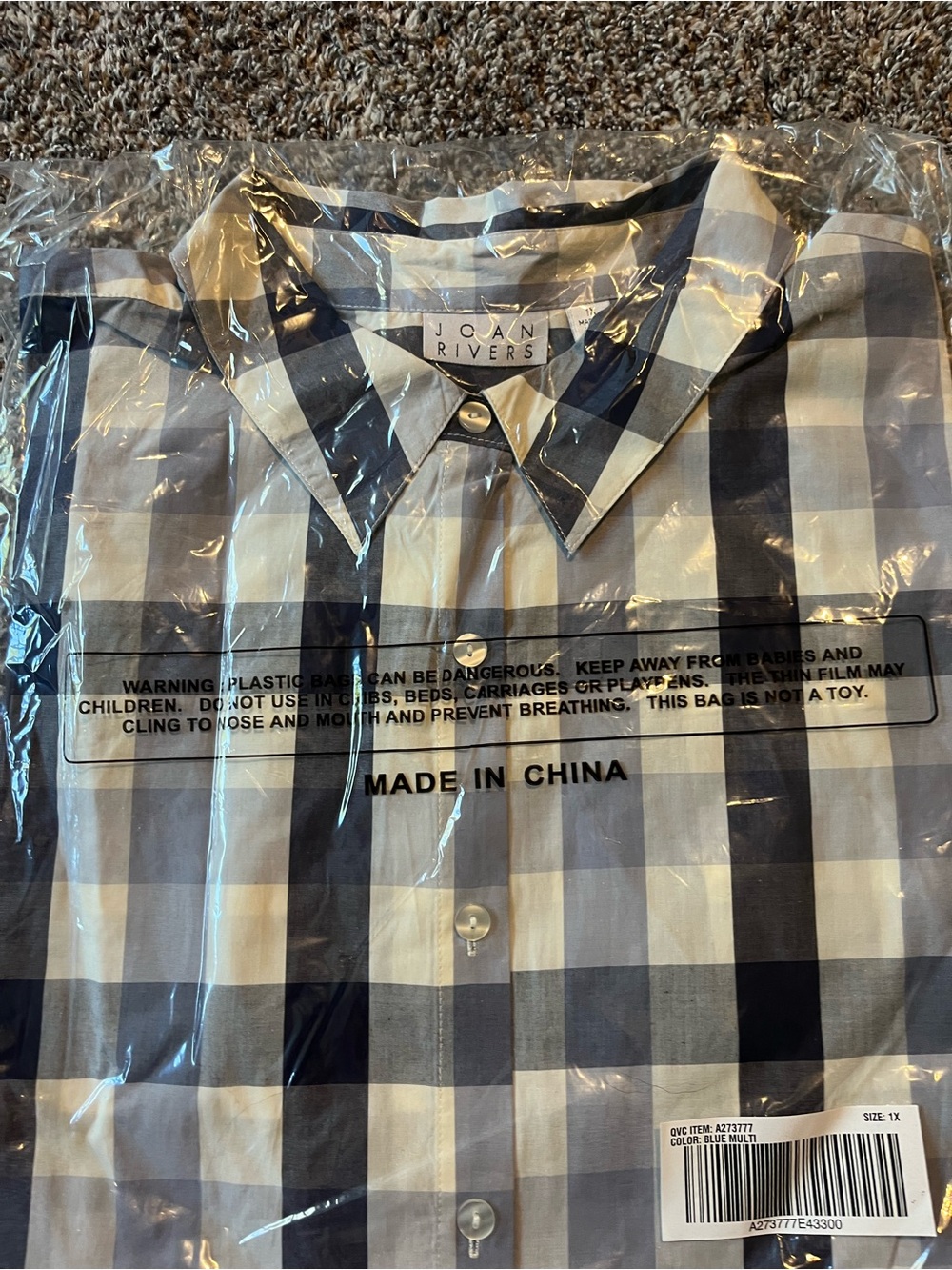 Joan Rivers Men's Navy and White Gingham Button-Down Shirt